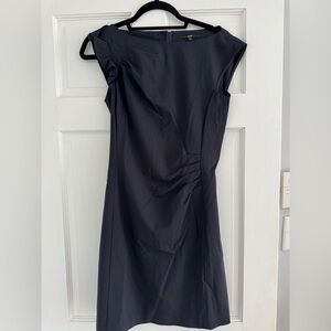 Hugo Boss dark navy boat neck Dress with shoulder detail